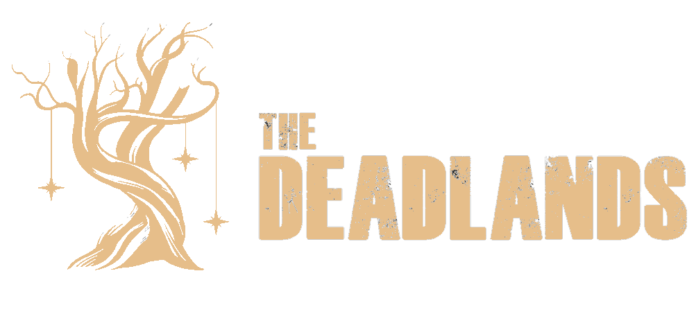 the deadlands logo in gold